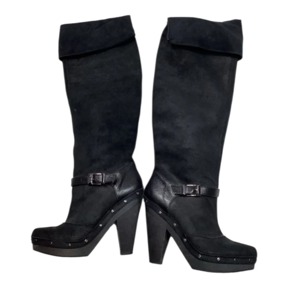 Rachel Roy Rfenkala Suede Boots Size 7 Black